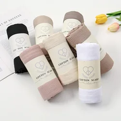 Autumn New Crumpled Scarf for Women Girls Solid Scarves Soft Cotton Pashmina Shawl Foulard Viscose Winter Warm Wrap Shawls