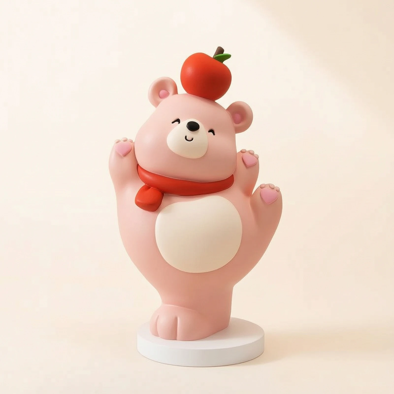 Bear Ornament with Apple Resin Bear Figurine Desktop Ornament Tabletop Bärenfiguren Whimsical for Collectors, Desk