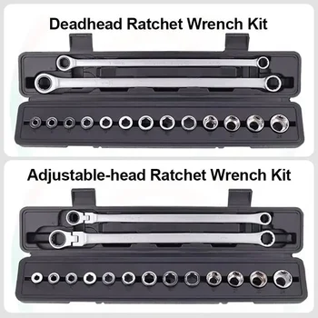 36/27/15pcs Adjustable Chrome Ratchet Wrench Set Car Repair Hand Tools Spanner Socket Set Tool Kit Vanadium Steel Torque Wrench