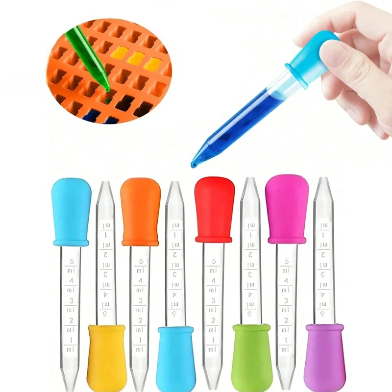 Lot de 6/12 petites pipettes compte-gouttes en silicone et plastique avec bulbe, pour administration de médicaments liquides, usage oculaire, auriculaire, laboratoire, expériences, jouets, cadeaux