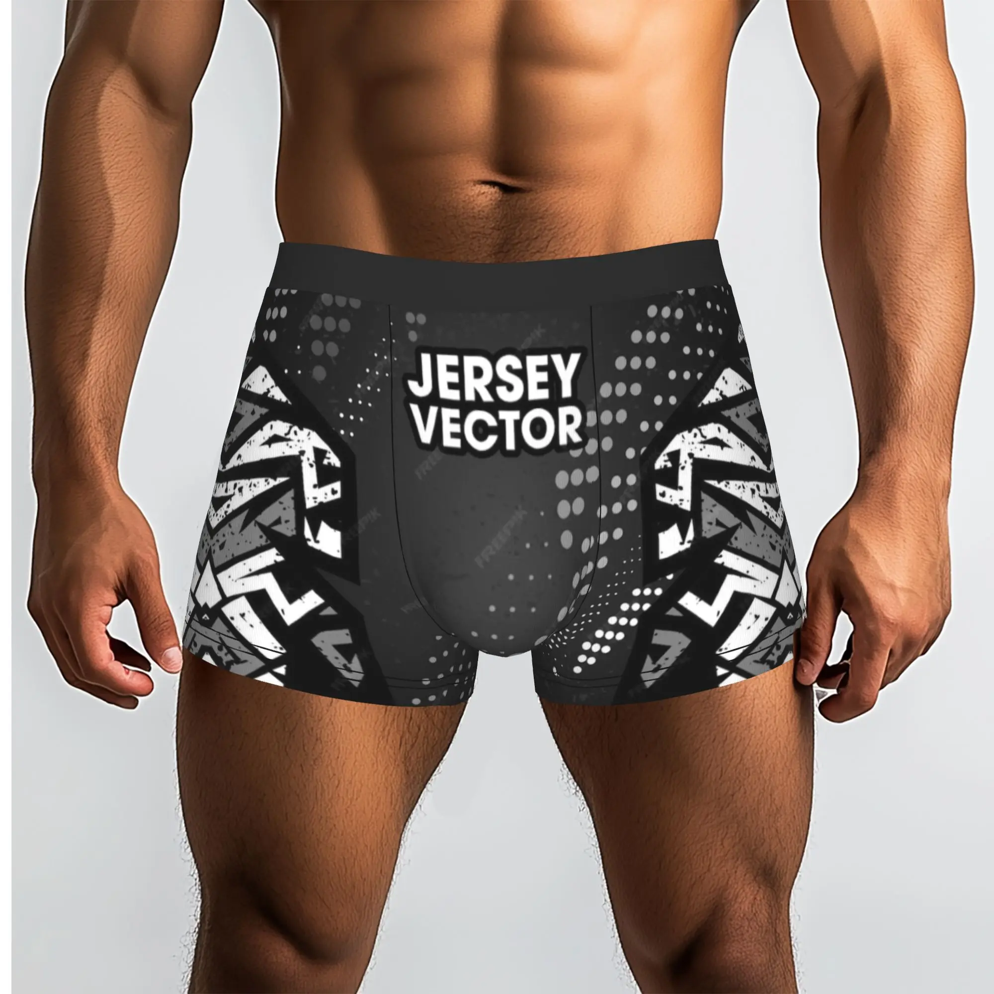 Black Sport Jersey Abstract Pattern  Underpants Breathbale Panties Male Underwear Ventilate Shorts Boxer Briefs