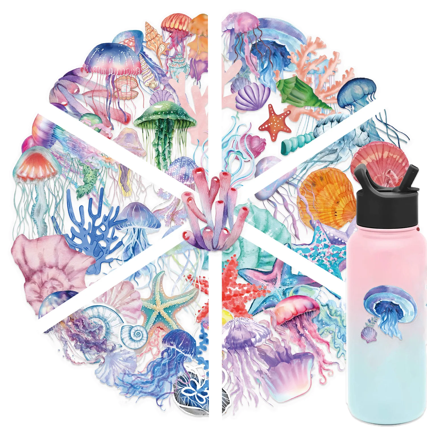 10/50 pezzi adesivi meduse vita marina cartone animato adesivo trasparente graffiti giocattoli per bambini stile INS laptop chitarra auto bici decalcomanie