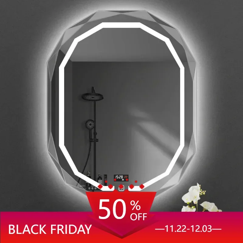 Toilet Led Light Bath Mirrors Irregular Makeup Large Decorative Bath Mirrors Shower Ozdoby Do Pokoju Bathroom Furniture