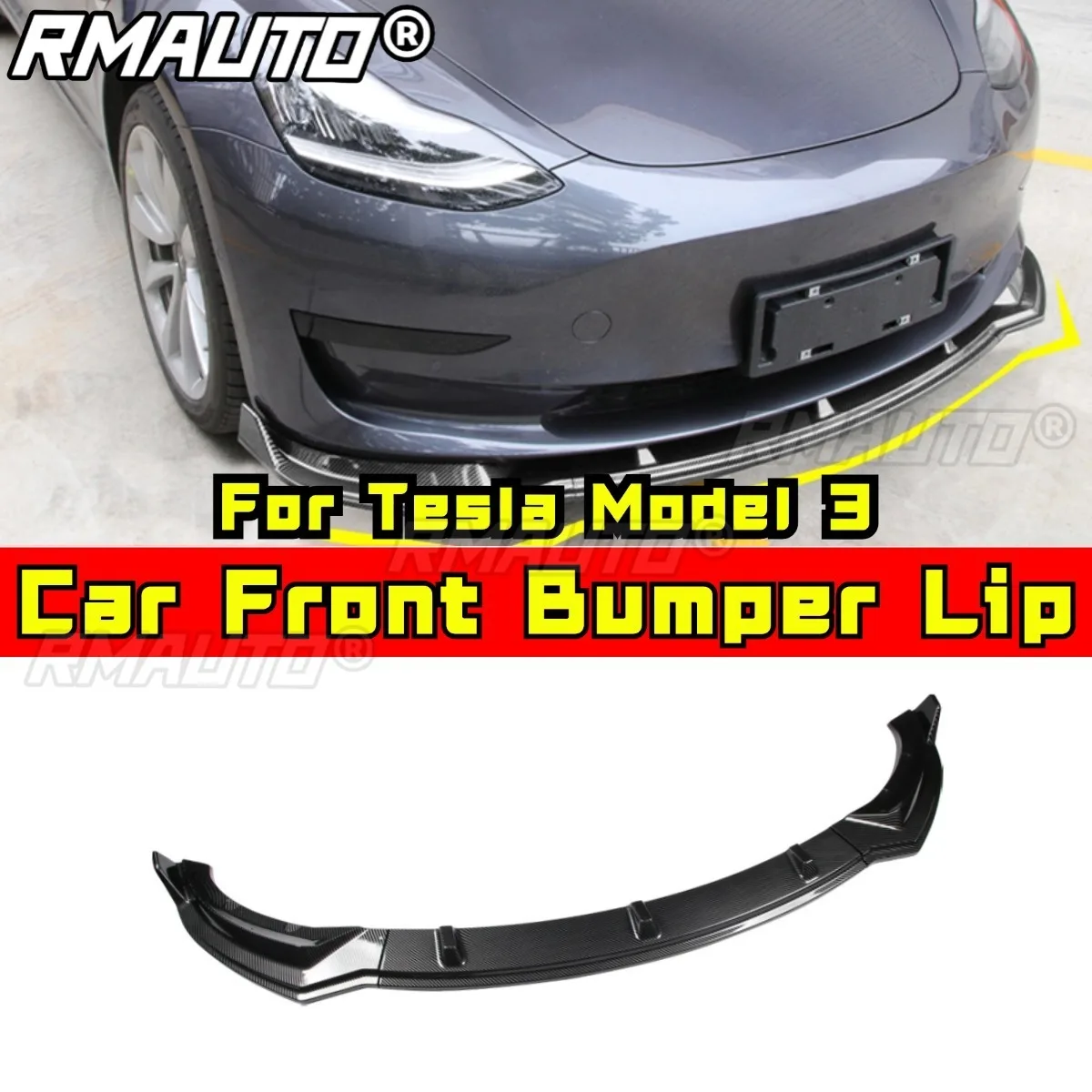 

Car Front Bumper Lip Splitter Diffuser Spoiler Bumper Guard Body Kit for Tesla Model 3 Car Accessories