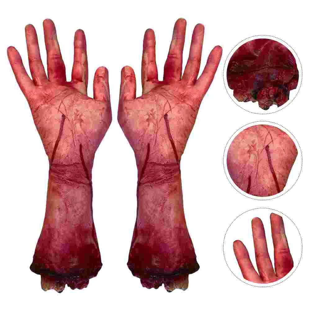 

2 Pcs Horror Prosthetic Hand Decoration Fake Model Prank Hands Simulated Props Sacred Trick Ear 30X12X5CM for Halloween Broken