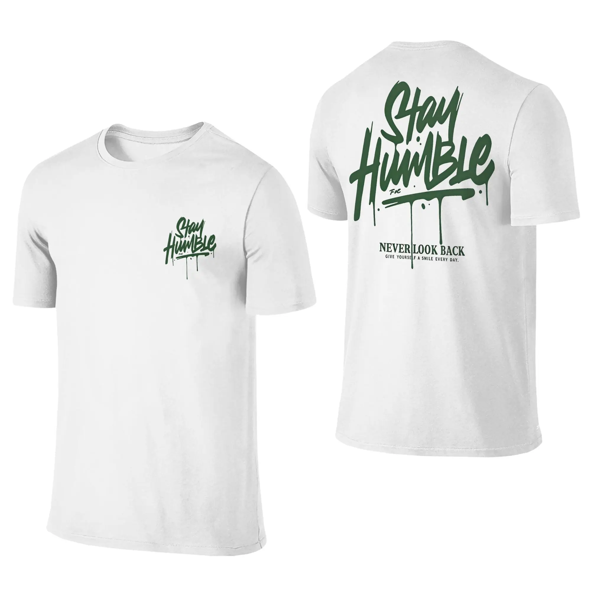 Stay Humble Never Look Back T Shirts Men Cotton Vintage T-Shirt Round Neck  Tees Short Sleeve Clothes Printing