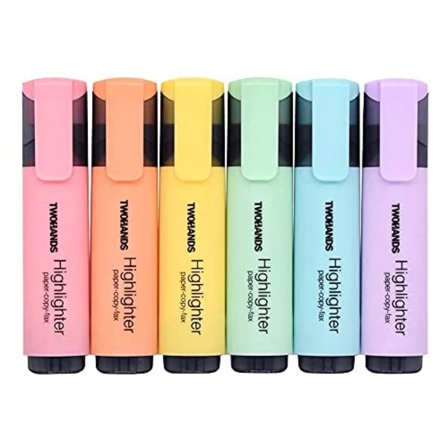 

Highlighter, Chisel Tip Marker Pen, 6 Assorted Pastel Colors,