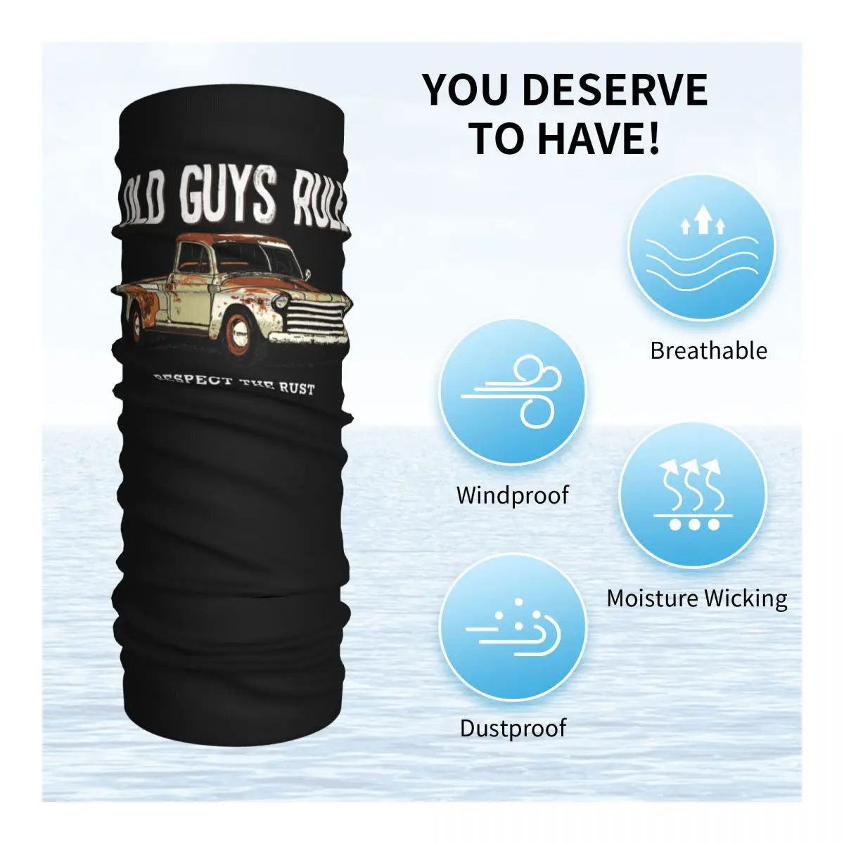 Old Guys Rule Respect The Rust Truck Neck Gaiter Bandana Scarf Face Mask Hiking Printing Uv Protective