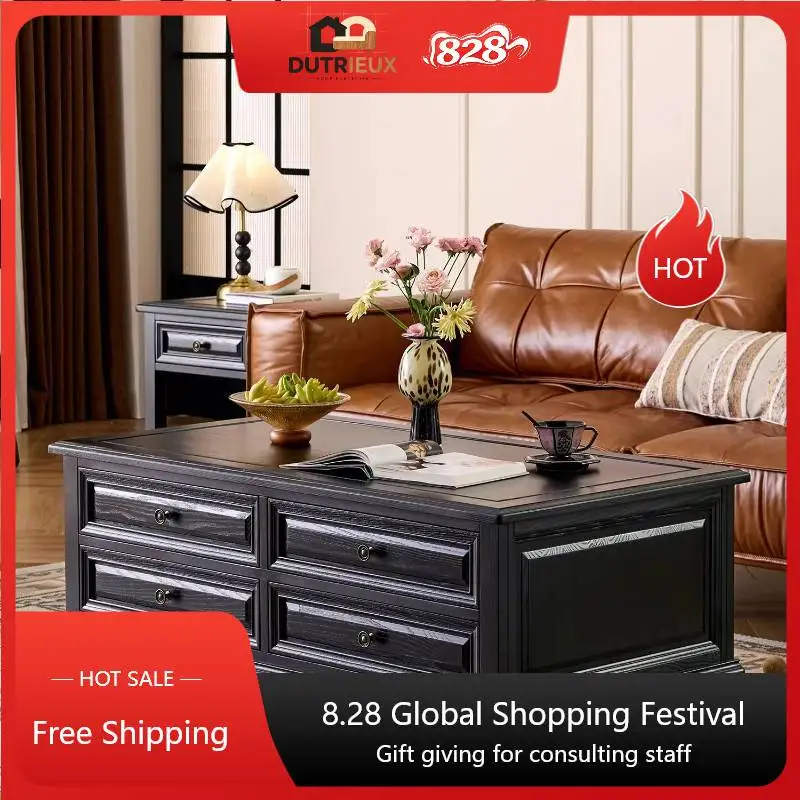 Walnut Black Coffee Tables Luxury Decoration Nordic Living Room Coffee Tables Apartment Vintage Mesa De Centro Sala Furniture