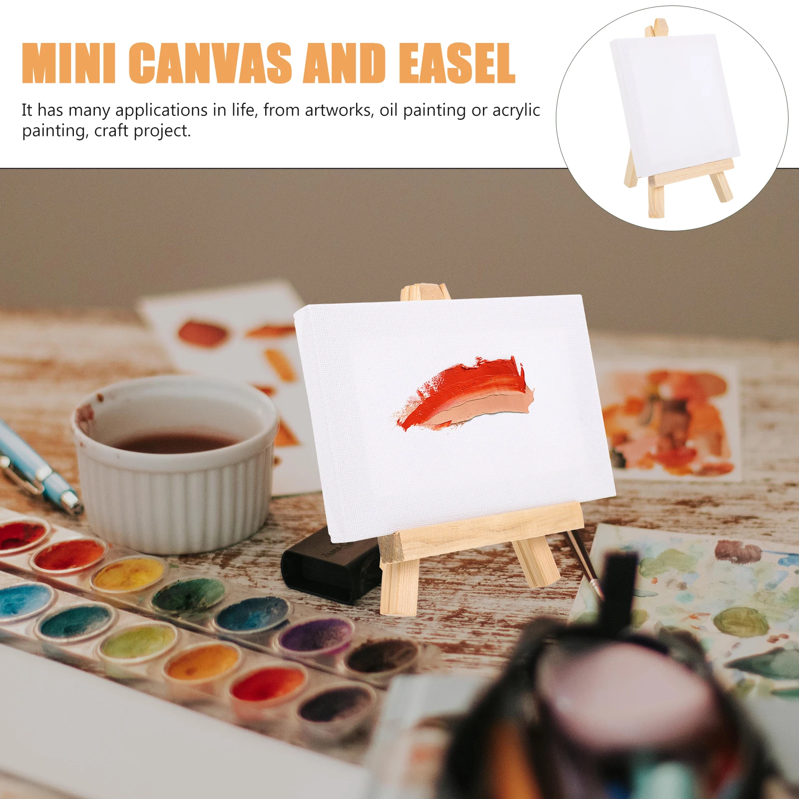 

2 Pcs Mini Canvas And Easel Set Multi-Functional Craft Art Display For Home And Office