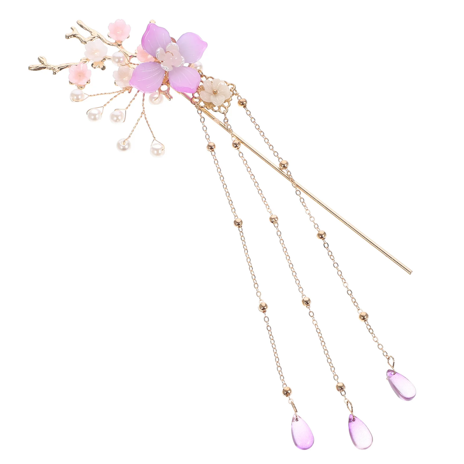 

Pearl Tassel Hairpin Chinese Period Hairdo Style Retro Bridal Pins Zinc Alloy Hairpins
