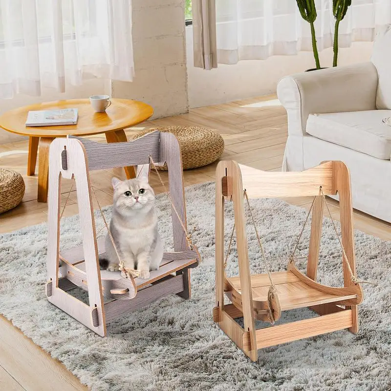 Cat Swing Hammock Wooden Summer Hanging Cat Bed Four Seasons General Pet Bed Pet Cat Accessories Easy To Assemble And Detach