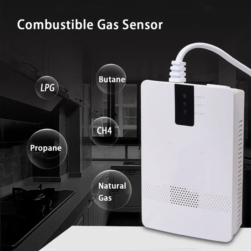 Smart Gas Leckage Sensor Brennbares Methan Propan CH4 LPG Erdgas Detektor Alarm Mit Anzeige Licht AC Stecker JKD-812