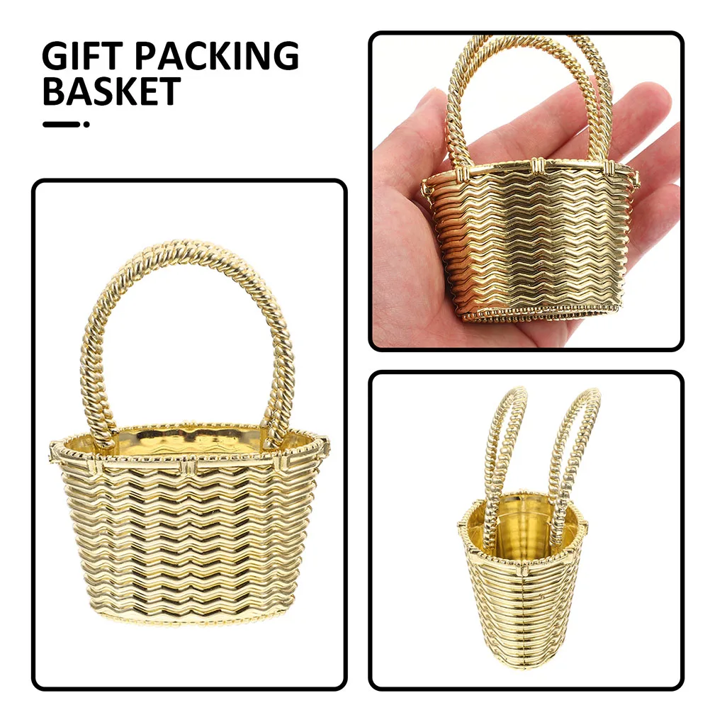 

24pcs Gold Plated Candy Box Baskets Small Party Favor Gift Storage Decorative Flower Basket Wedding Photo Prop