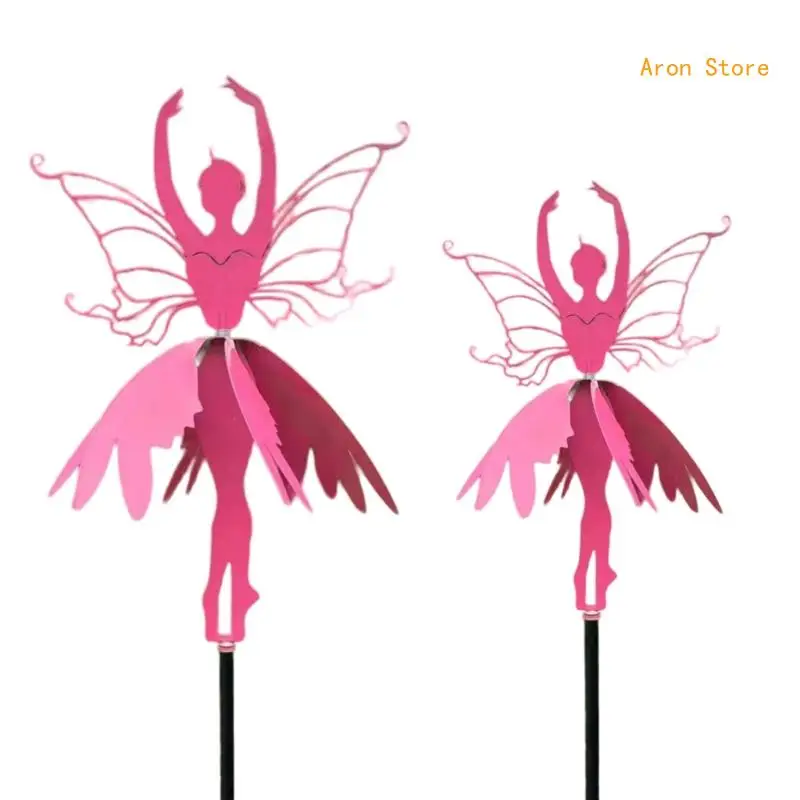 Pinwheels for Yard and Garden Flower Fairy Dancing Wind Spinners Amidst Wind Spinners Garden Statue Metal Ballerinas H3CF