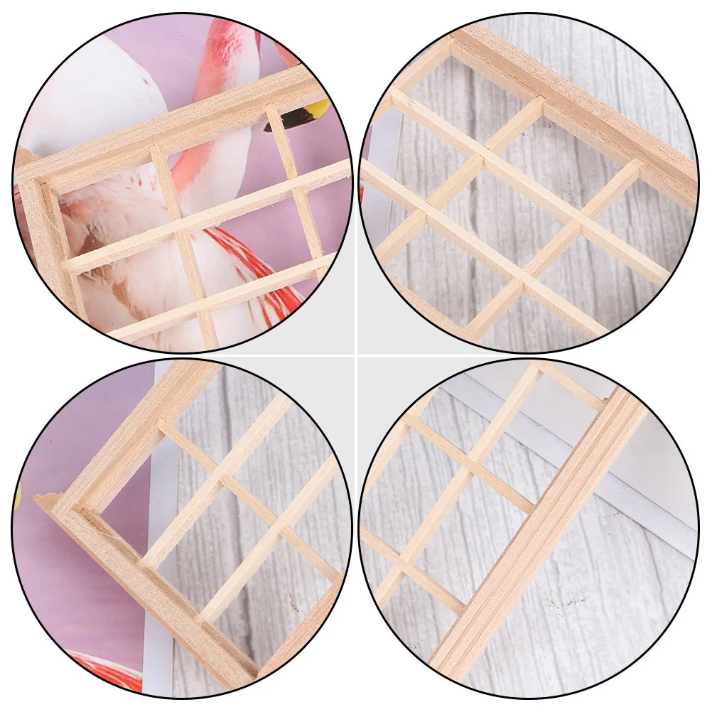 4 Pcs Window Frame Model House Building Supplies Furniture Accessories Toy Room Wooden Toddler Toys