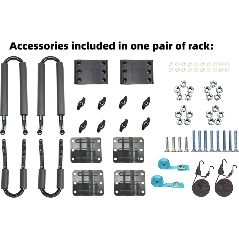 

2 Pairs Heavy Duty Kayak Rack-Includes 4 Pcs Ratchet Tie-Mount on Car Roof Top Crossbar-Easy