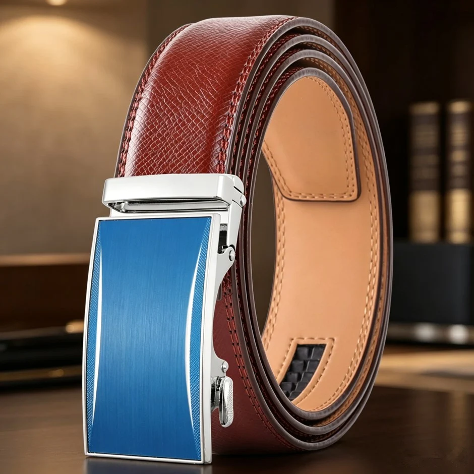 Fashion Crocodile Pattern Belts For Men Designer Men Automatic Buckle Leather Luxury Belt Business Male Ceinture Homme B613