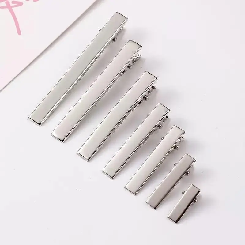 Single Prong Flat Alligator Hair Clips 100 Pack Rhodium Color Toothed Blanks for DIY Hair Bow Craft Making for Girls
