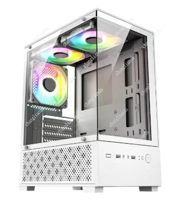 Op het zuil gemonteerde zeezicht kamer computerkast desktop matx volledige zijde transparante diy shell itx