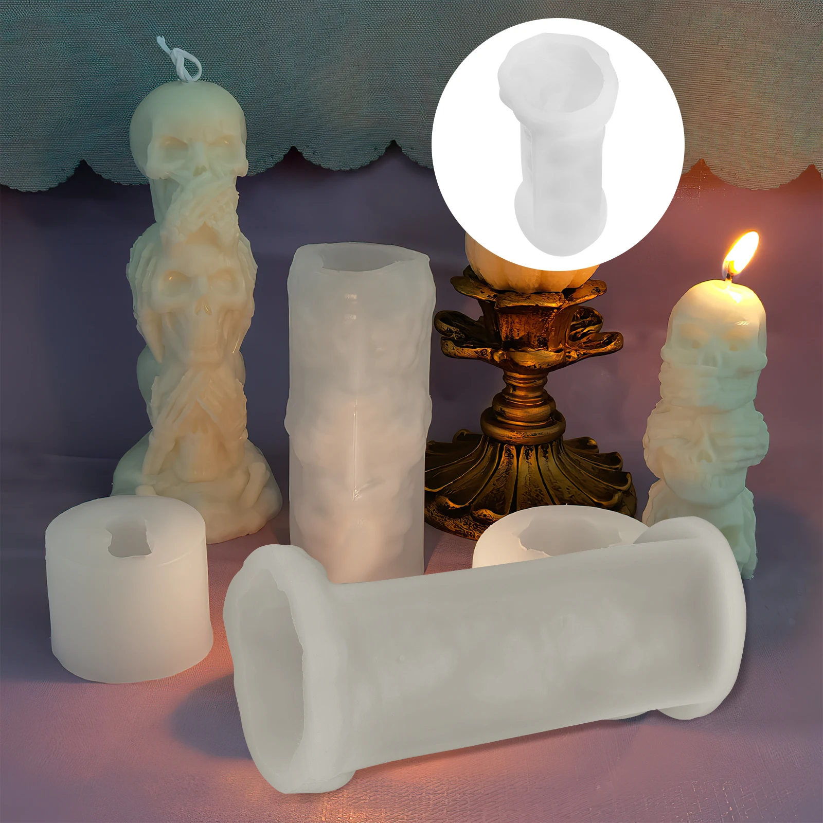 

Skull Mold Silicone C Wax Forms Decorative C les Resin Halloween Pillar Non Stick Flexible Easy Use Deep Design Practical