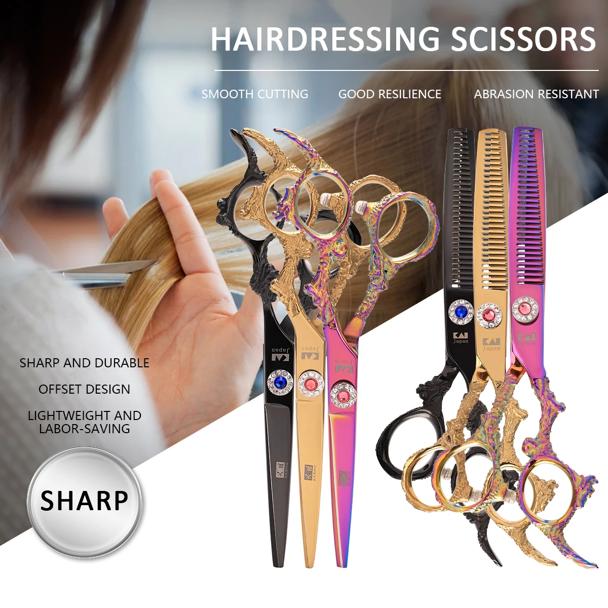 

Barber Shop Hair Scissors 6 inches Professional Thinning Hair Cutting Scissors Salon Stainless Steel Hairdressing Tools