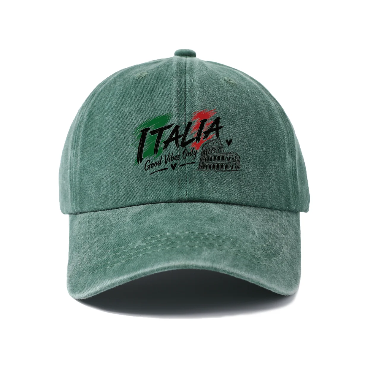 Vibes Only Graphic Vintage Washed Baseball Cap, Adjustable Unisex Dad Hat for Men and Women