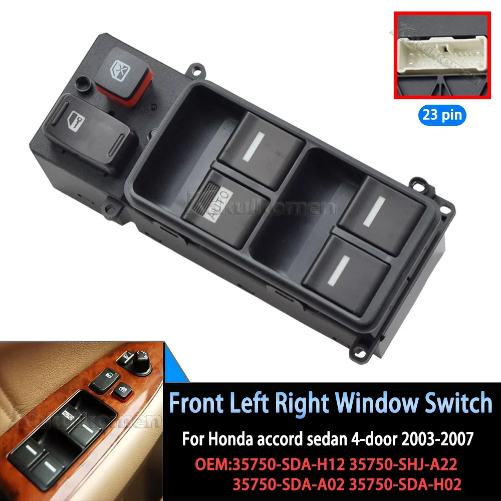 

Car Electric Power Master Window Control Switch Button 35750-SDA-H12 For Honda Accord DX EX LX Hybrid 2003 2004 2005 2006 2007