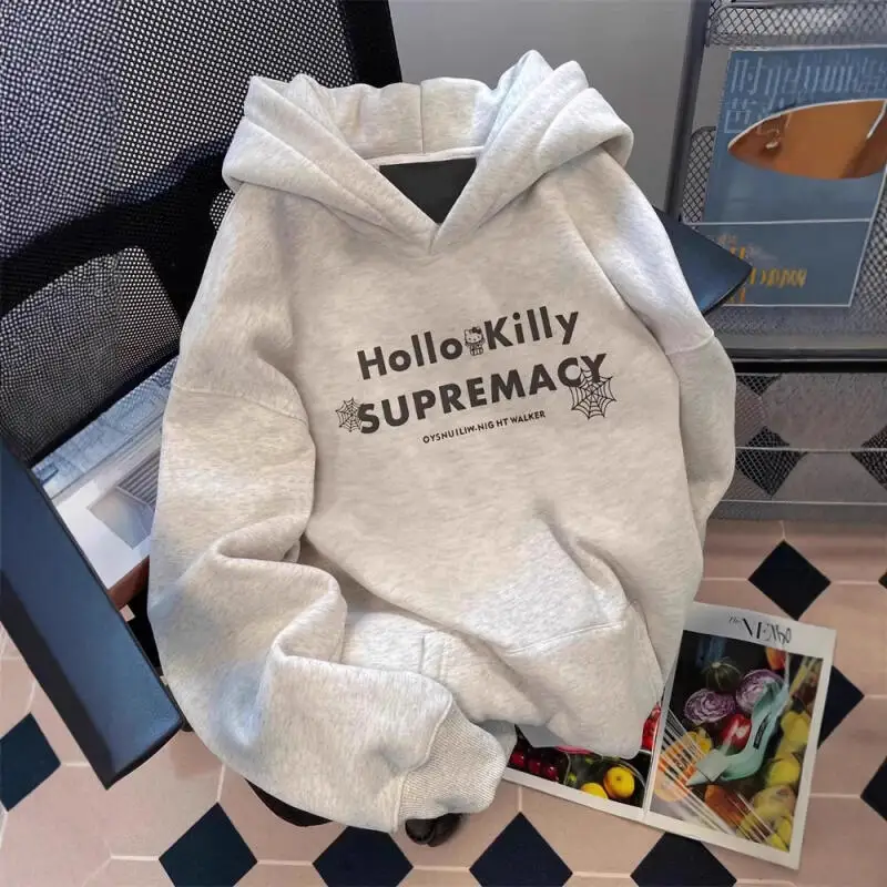 Kawaii hello kitty moletom com capuz moda casual solto primavera e outono masculino e feminino y2k casal casaco moletom