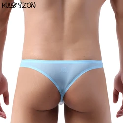 Ultra ince dikişsiz Tanga erkekler G dizeleri ve Thongs erkekler Penis kılıfı buz ipek iç çamaşırı nefes alçak Bikini Tanga Cueca