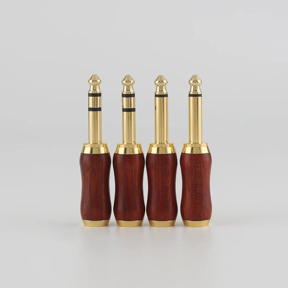 Audiocrast WH806 Red sandalwood 6.35 Rosewood Gold Plating 6.35 Stereo 6.5mm Male Socket Wire Connector Microphon