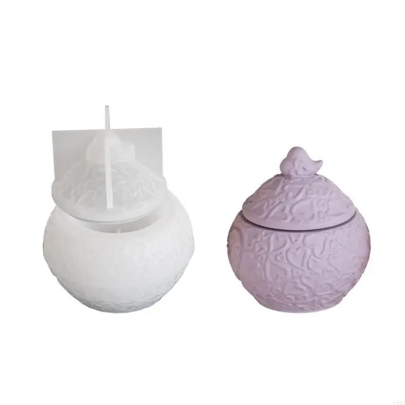 

Silicone Mould Heart Pattern Storage Box Molds Crafting Tool Jar Moulds with Lid Suitable for Crafting Holder F3MD