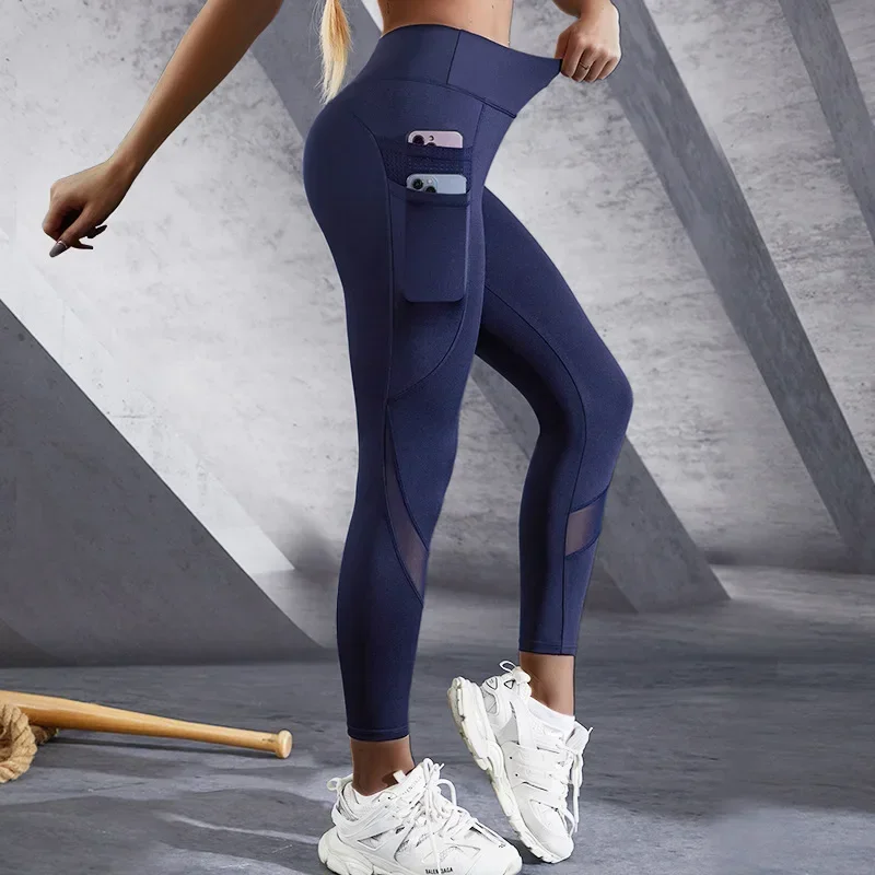 

Double Pocket Yoga Pants Women's Patchwork High Waist Elastic Leggings Fitness Jogging Cycling Sportswear Female Skinny Trousers