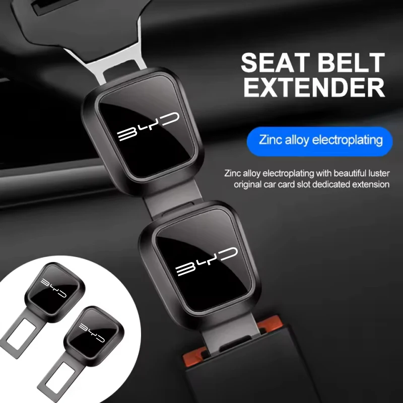 2PC For BYD All Models Car Seat Belt Clip Extender Insert Lock Buckle Extender Safety Buckle Thick Insert Socket Extender