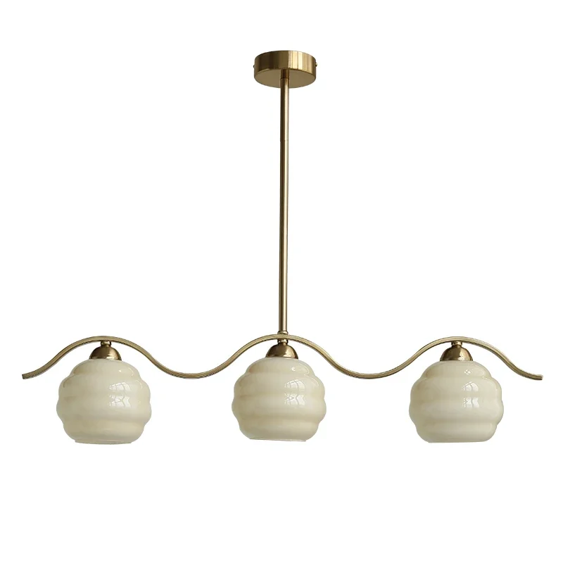 

Danish medieval restaurant chandelier French Bauhaus romantic cream style bedroom retro glass lamp