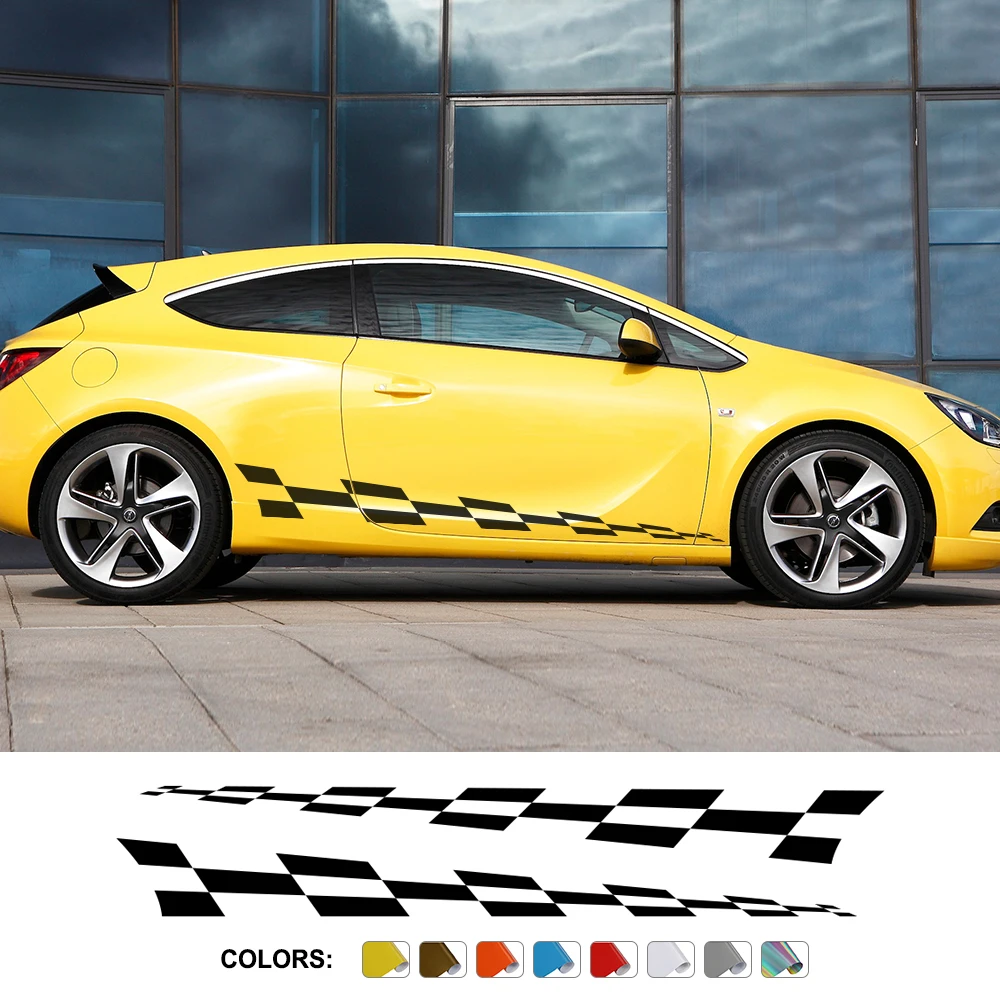 2PCS Car Vinyl Side Stripes Stickers For Vauxhall Adam Astra Viva Corsa Auto Graphics Racing Sport PVC Decals Tuning Accessories