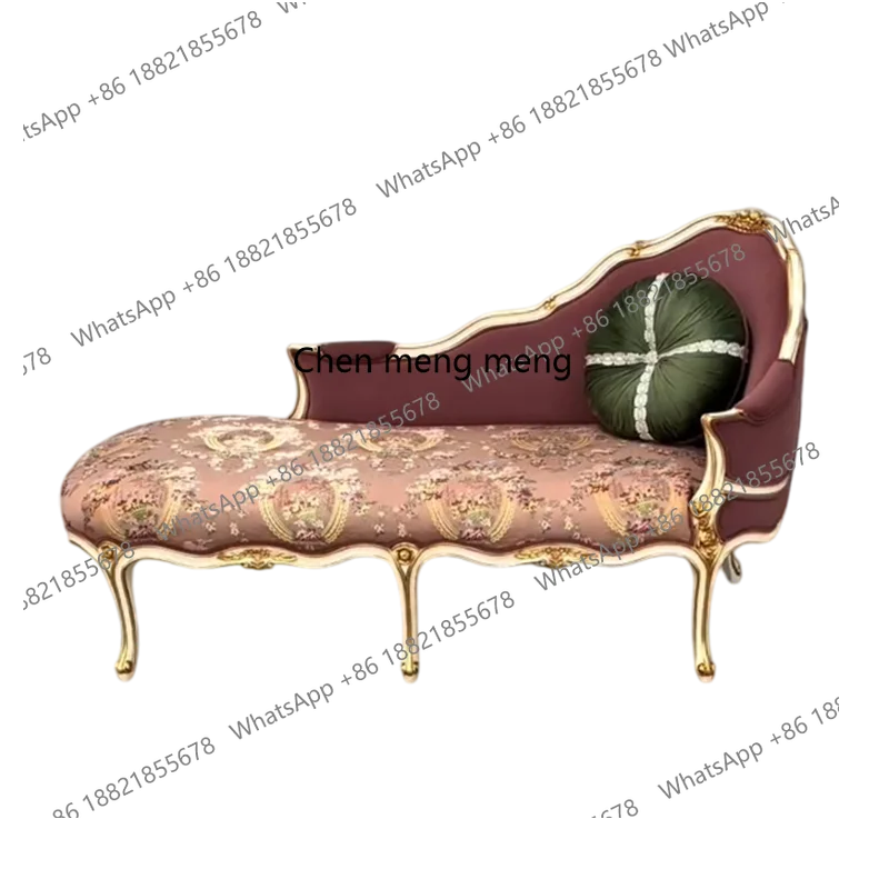 

All solid wood hand-carved French classic embroidered fabric princess chair single lazy chair