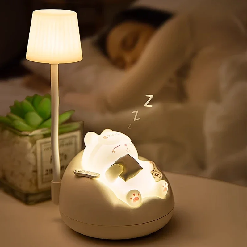 Cat Night Light Soft Light Eye Care Charging Night Creative Bedside Lamplet Bedroom Atmosphere Children Sleep Lamp Decoration