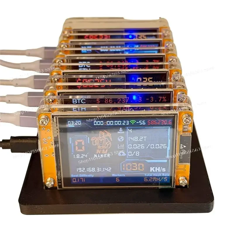 6X 1030KH/s Nmminer Nerdminer 6-Slot Bracket BTC Solo Miner 2.8