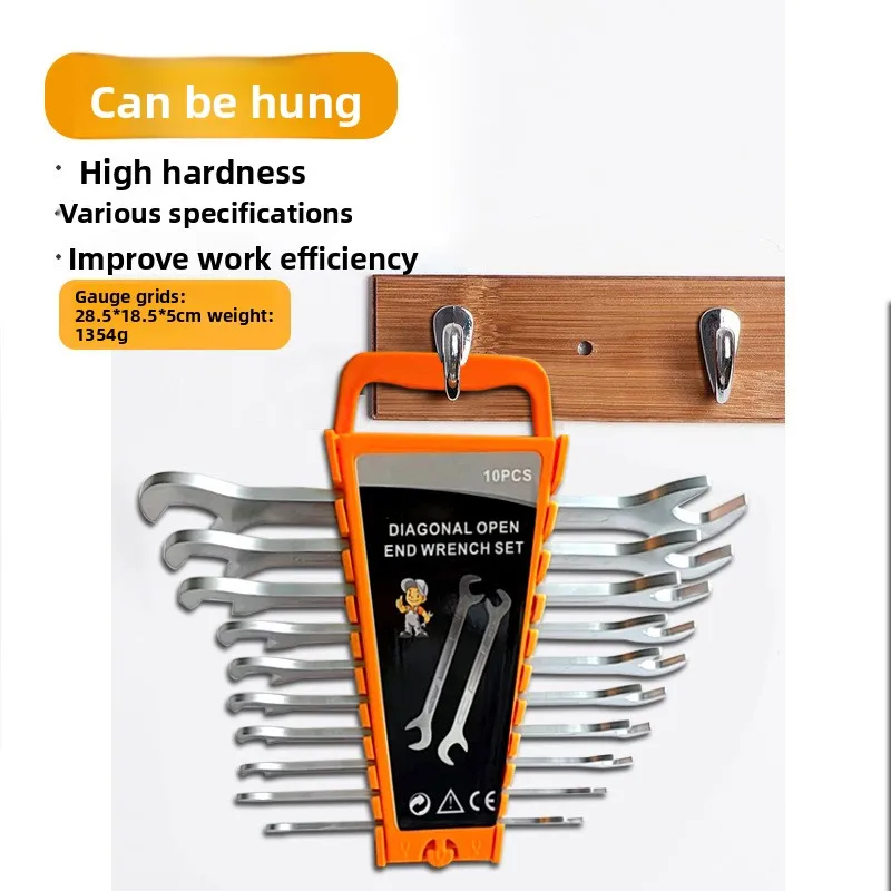 Set of 10 Thick double opening wrench, high hardness, multiple specifications, sturdy and durable, anti-corrosion and rust proof