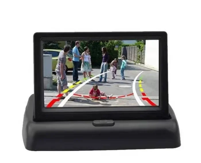 4.3 inch folding smallest car tft lcd rearview monitor mini tv with two ways video input