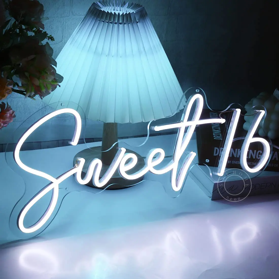 

Sweet 16 LED Neon Light Sign Sweet Girls Adults Bedroom Happy 16th Birthday Party Wall Decor Beautiful Bestie Sister Gift