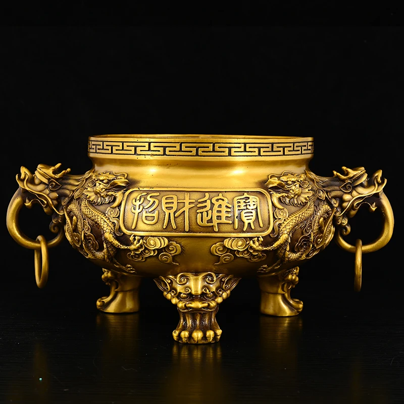 Brass Dragon Incense Burner - High-Value Home Decor Sculpture for Living Room, Exquisite Craftsmanship & Collectible Item