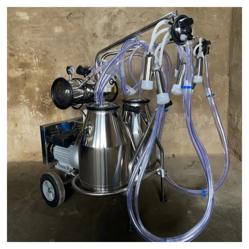 Portable Pulsation Vacuum Pump Milking Machine Double Bucket Cow Milking Machine Household Use
