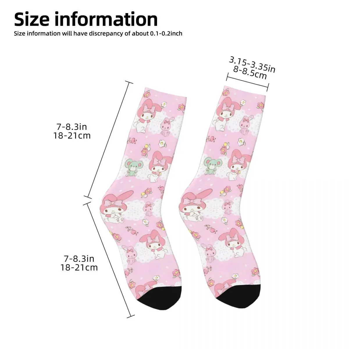 Calcetines de baloncesto de dibujos animados My Melody para hombre y mujer, calcetín de poliéster transpirable, estilo Kawaii, Unisex