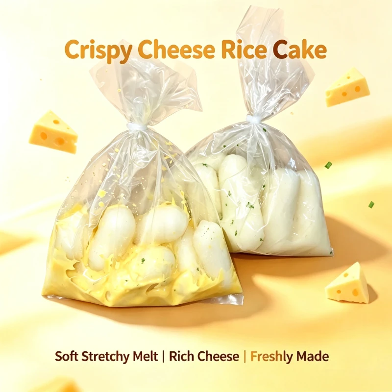 Crispy Squishy Pouch Handmade Crispy Cheese Rice Cake Pouch Crackling Wax Balls Squeeze Bag Stress Relief ASMR Fidget Toys