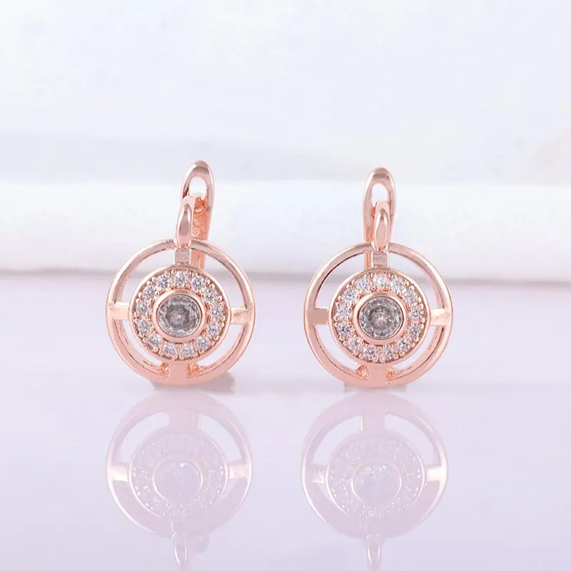 High Quality Fashion Casual Zircon Earrings with Lovely Texture and Beautiful Rose Gold Color Carved Earrings Mother\'s Day Gift