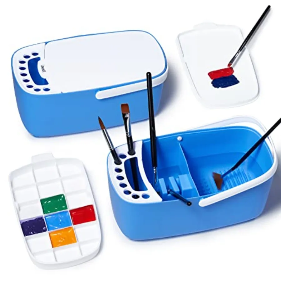 

Paint Brush Cleaner - Paint Brush Holder with Palette and Handle, Rinser for Acrylic, Watercolor, and Water-Based Paints, Paint