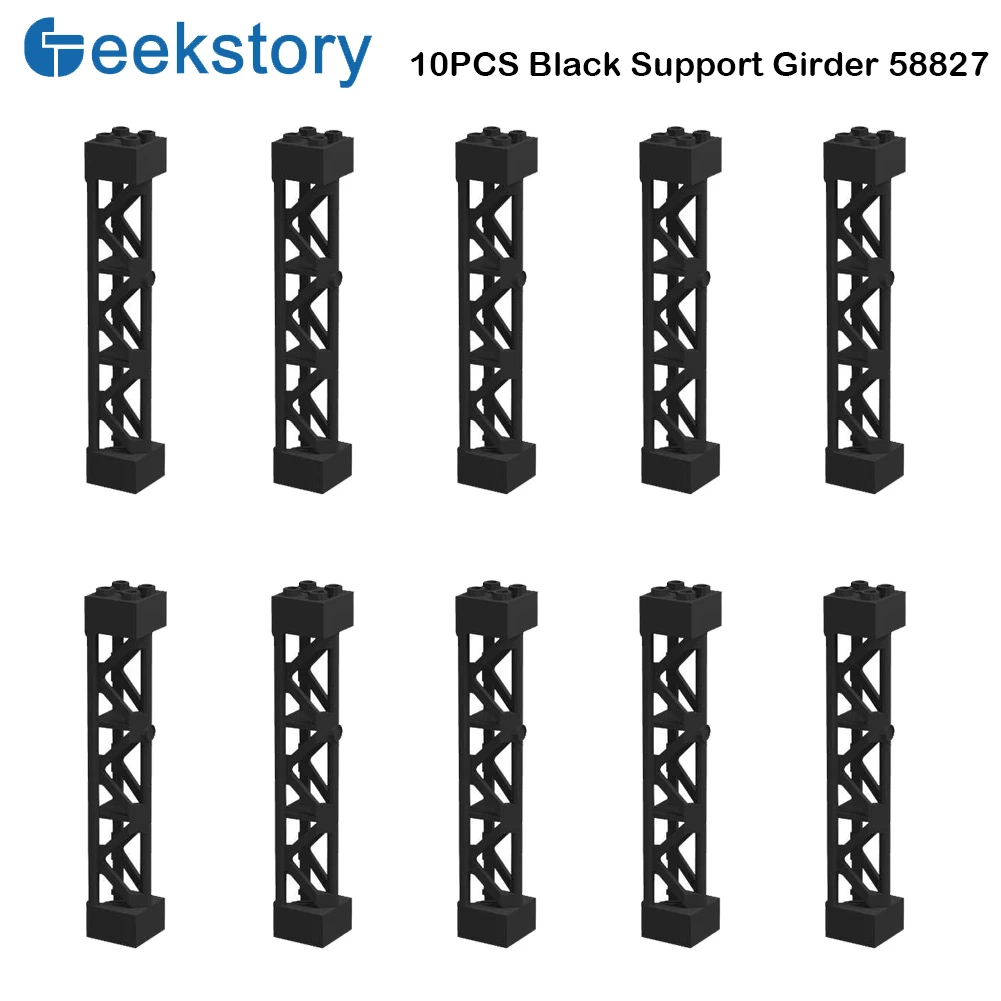 10pcs Black Support Girder Triangular 2x2x10 Column Train Track   MOC Building Block Part Compatible legoeds MOC 58827 95347