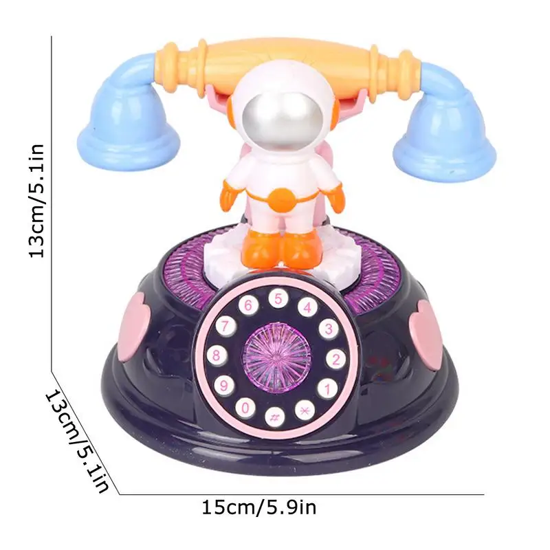 Giocattolo per telefono fisso per bambini Design per astronauta Telefono fisso per bambini Giocattolo con filo Giocattolo per telefono rotante vintage portatile per soggiorno di casa